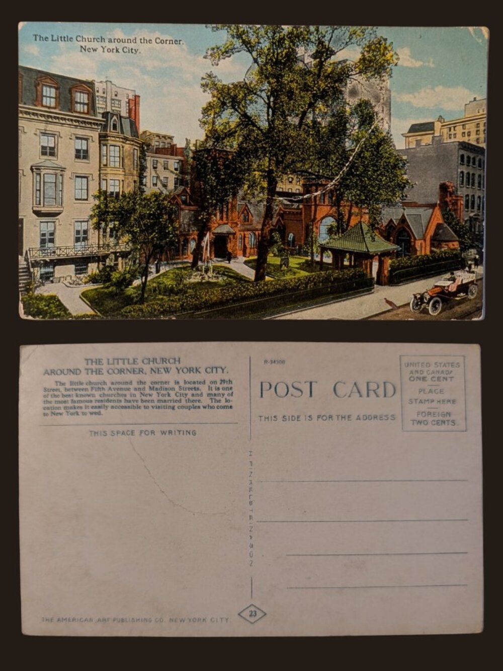 5/$25 Vintage Blank The Little Church Around the Corner New York City Postcard